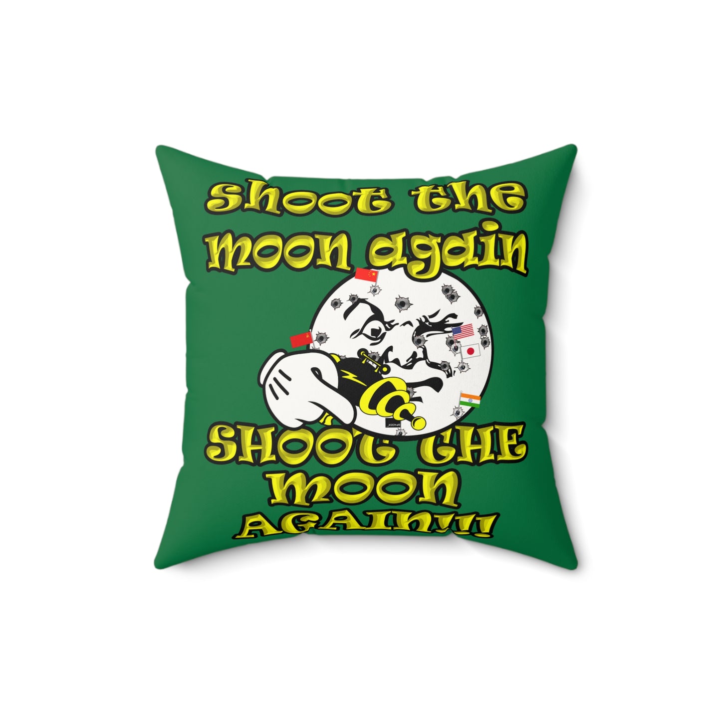 shoot the moon again - Faux Suede Square Pillow - (dark green)
