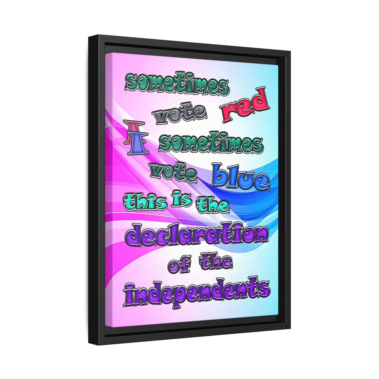 declaration of the independents - framed canvas art (light blue-pink wave)
