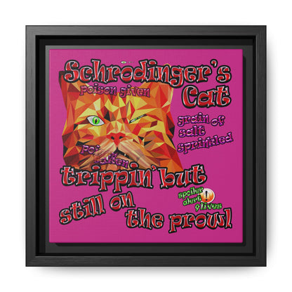 schrodinger's cat - framed canvas art (pink)