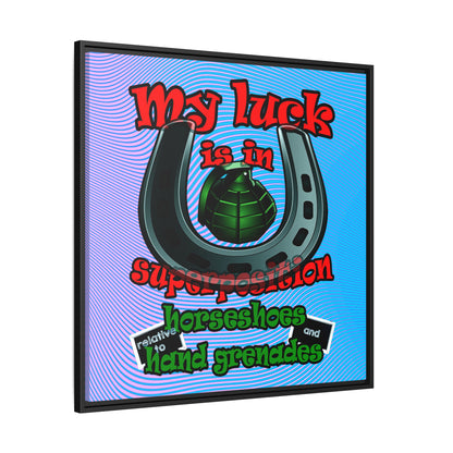 my luck - framed canvas art (light blue-purple wave)