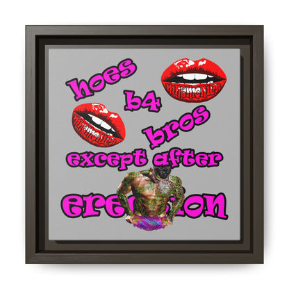 hoes b4 bros - framed canvas art (light grey)