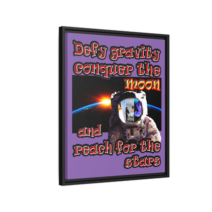 defy conquer reach - framed canvas art (light purple)