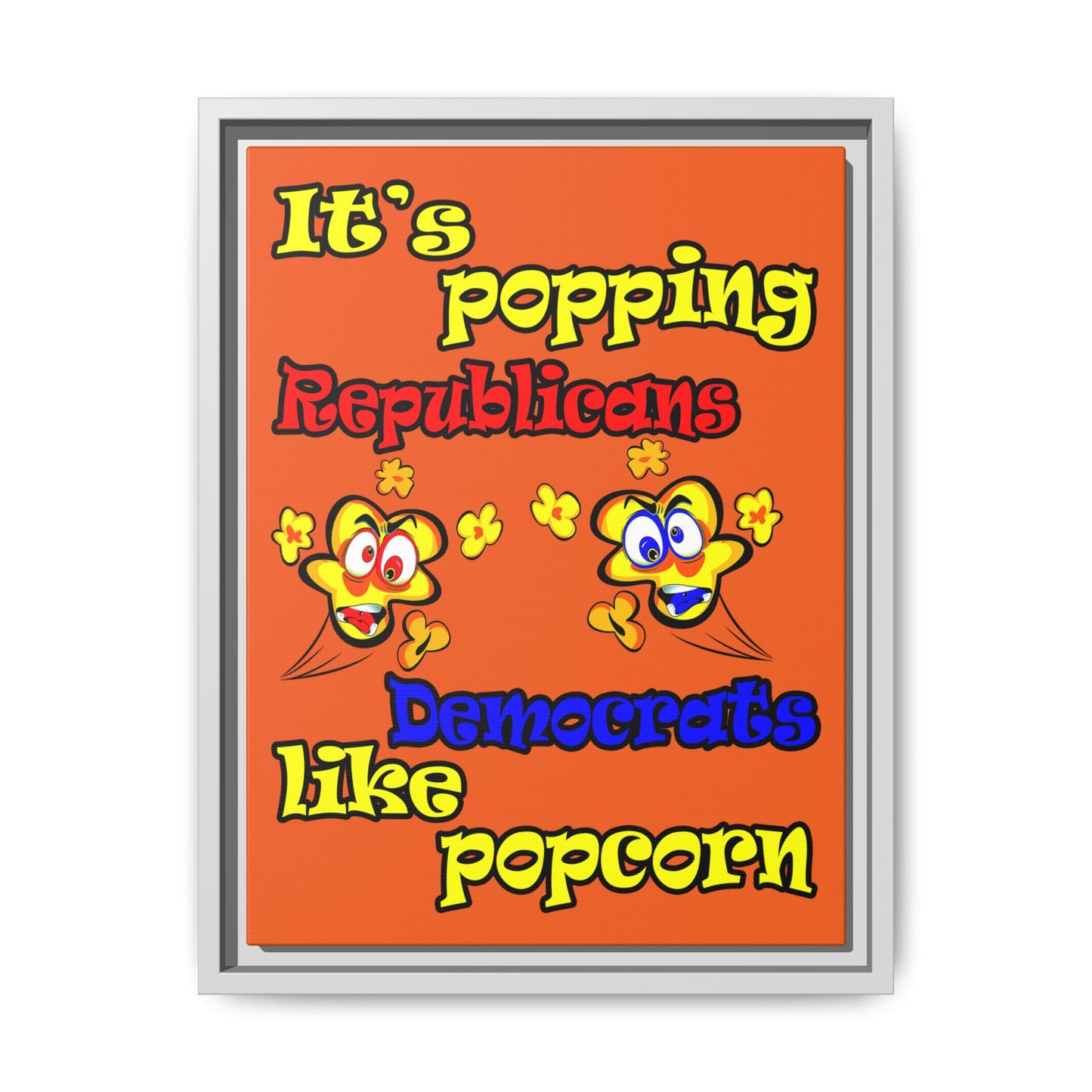 popping like popcorn - framed canvas art (orange)