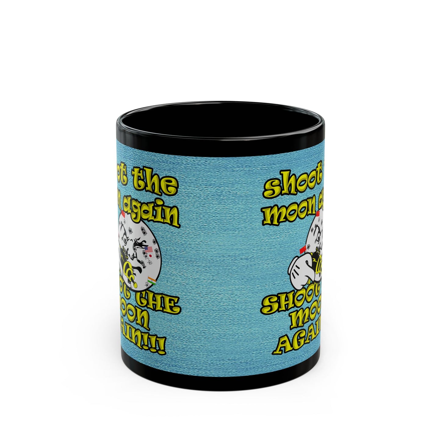 shoot the moon again - Black Mug (faded blue)