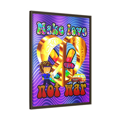 love peace - framed canvas art (purple wave)