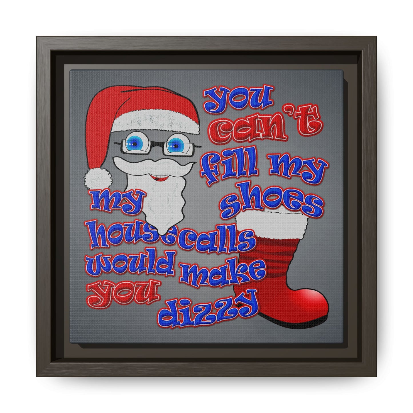santa's shoes - framed canvas art (grey-light grey)