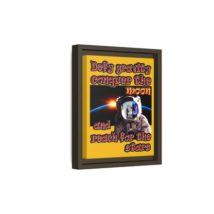 defy conquer reach - framed canvas art (yellow)