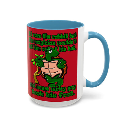 turtle race - Accent Mug (dark red)