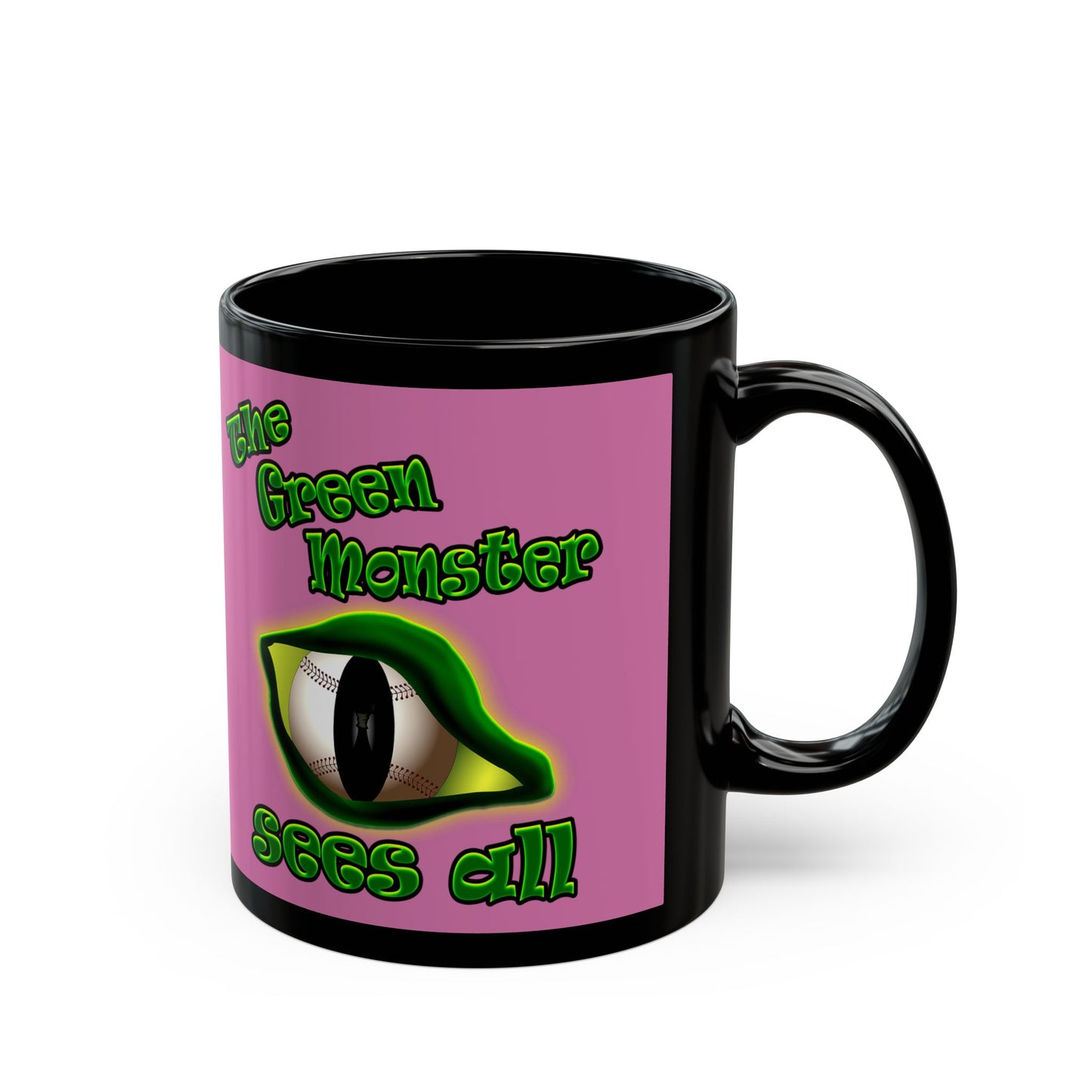 green monster - Black Mug (light pink)