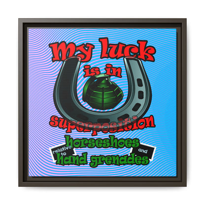 my luck - framed canvas art (light blue-purple wave)