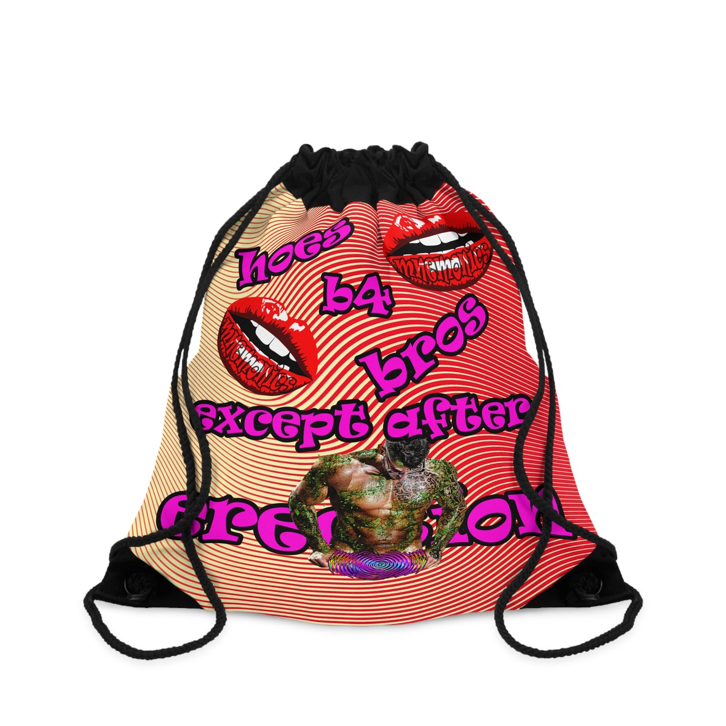 hoes b4 bros - Drawstring Bag (yellow-orange wave)