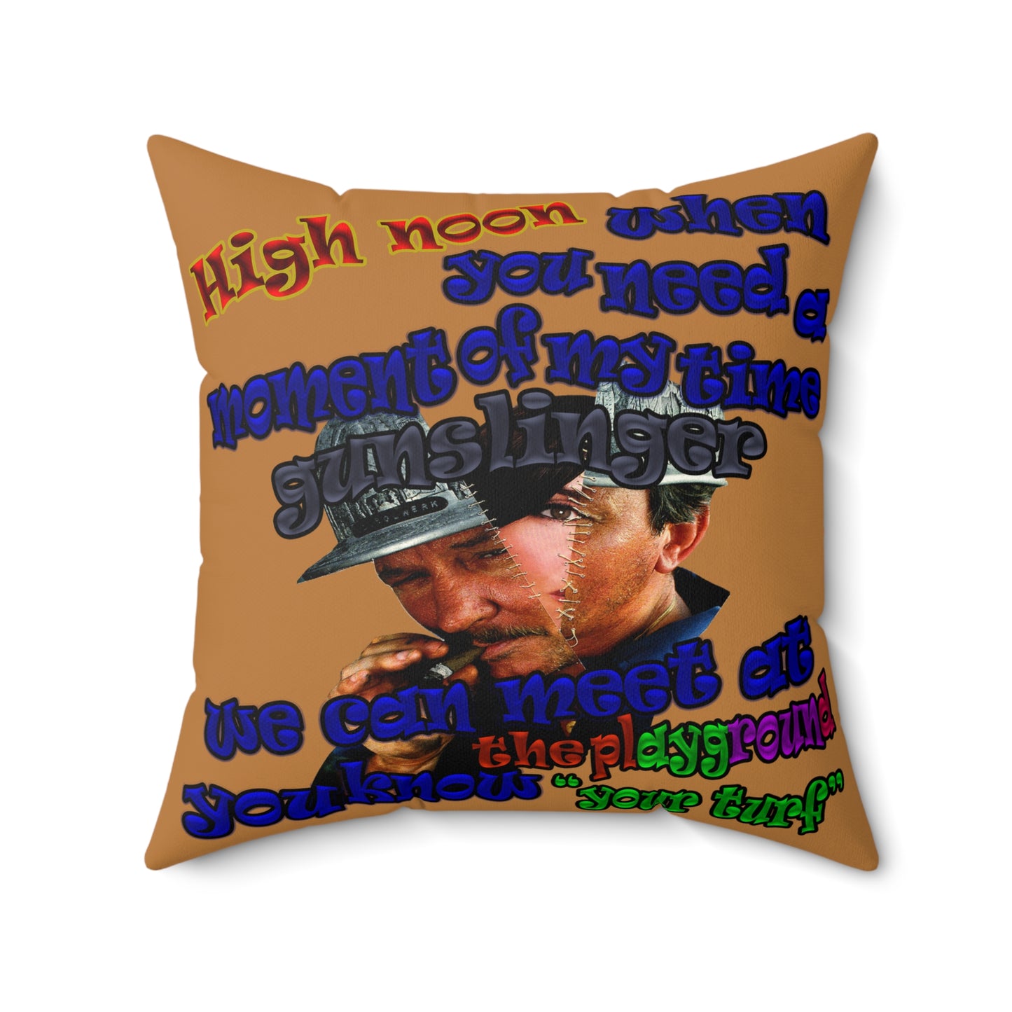high noon - Faux Suede Square Pillow - (light brown)