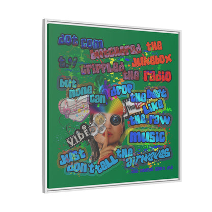 drop the beat - framed canvas art (dark green)
