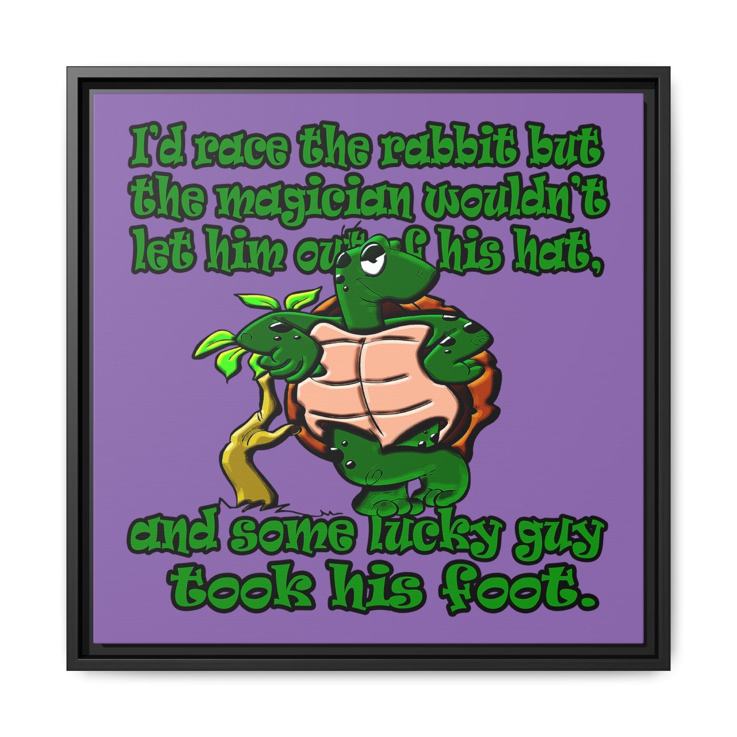 turtle race - framed canvas art (light purple)
