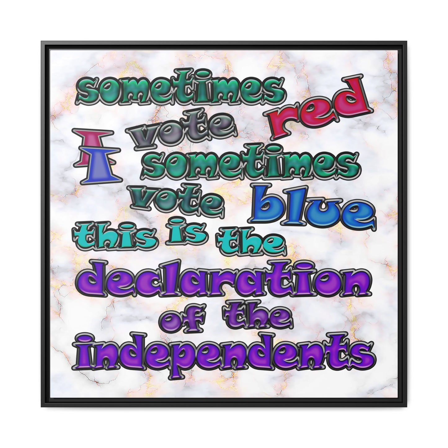 declaration of the independents - framed canvas art (white marble)
