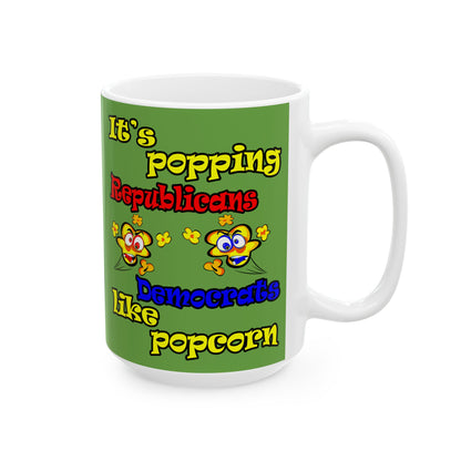 popping like popcorn - White Mug (green)