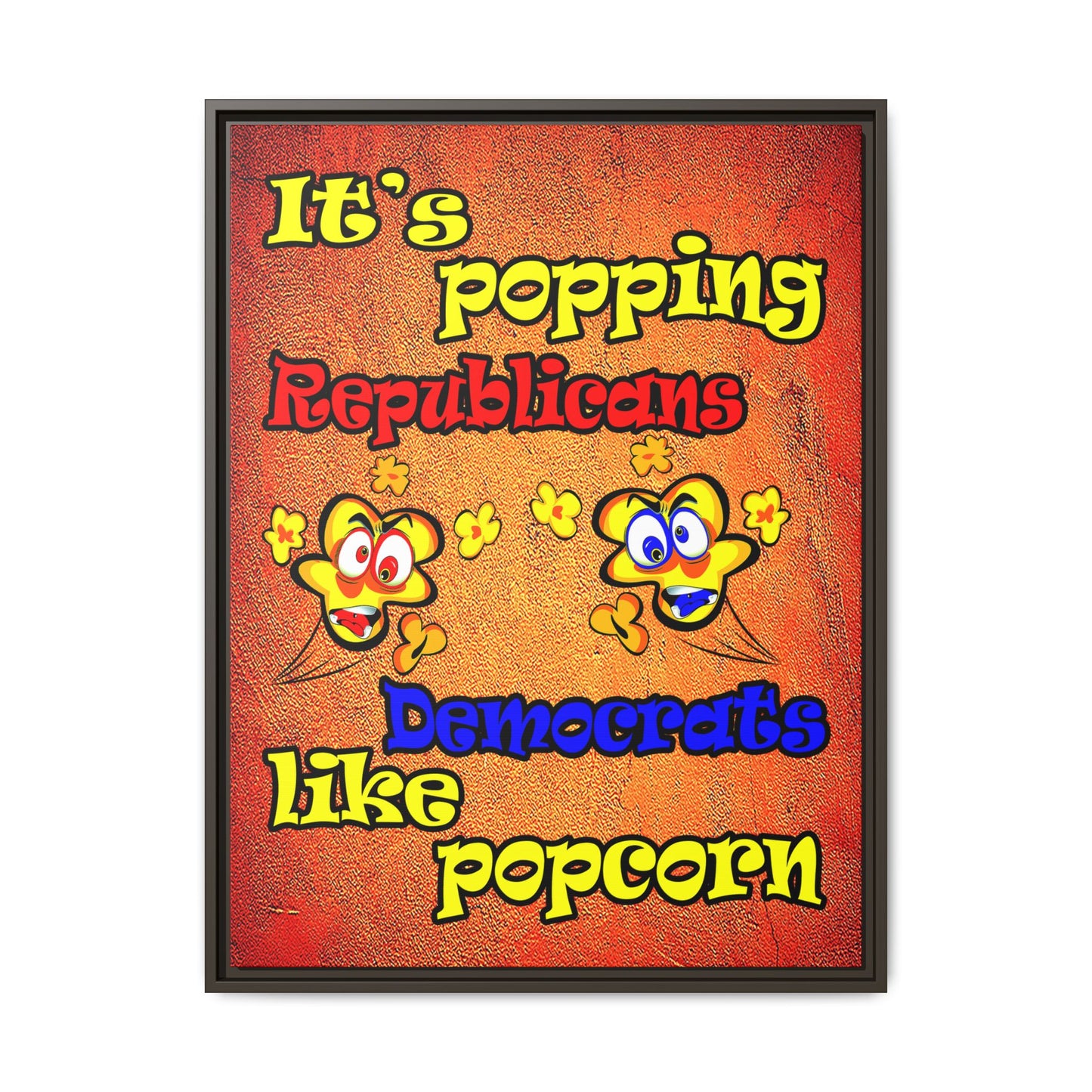 popping like popcorn - framed canvas art (burnt orange)
