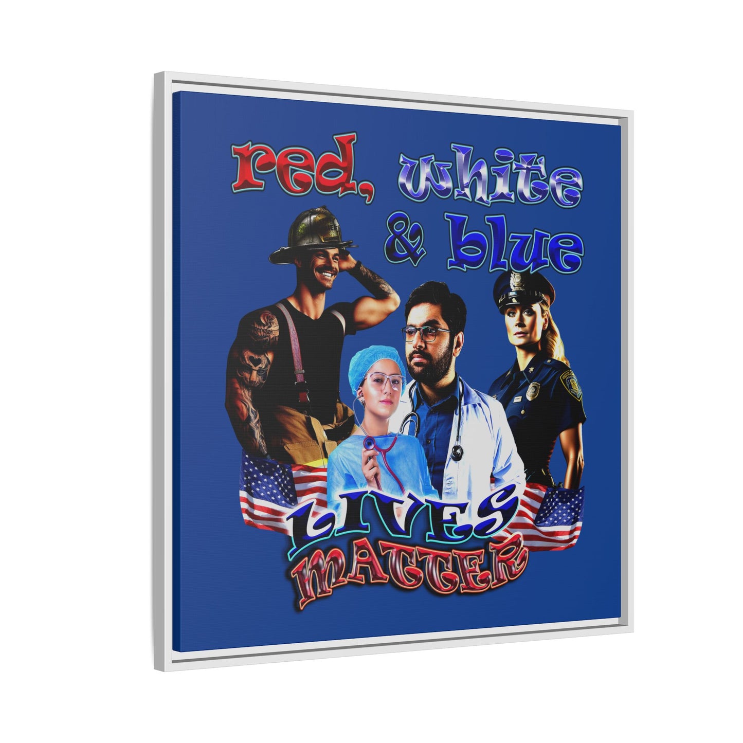 rw&b lives matter - framed canvas art (dark blue)