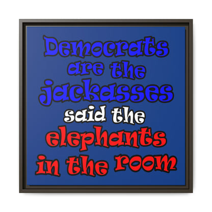 donkeys and elephants - framed canvas art (dark blue)