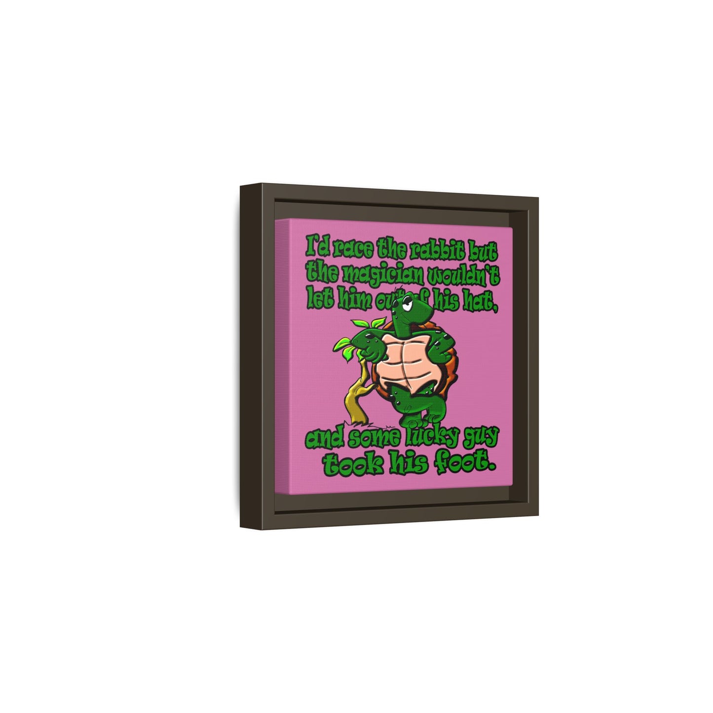 turtle race - framed canvas art (light pink)