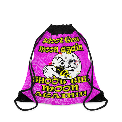shoot the moon again - Drawstring Bag (pink swirl)
