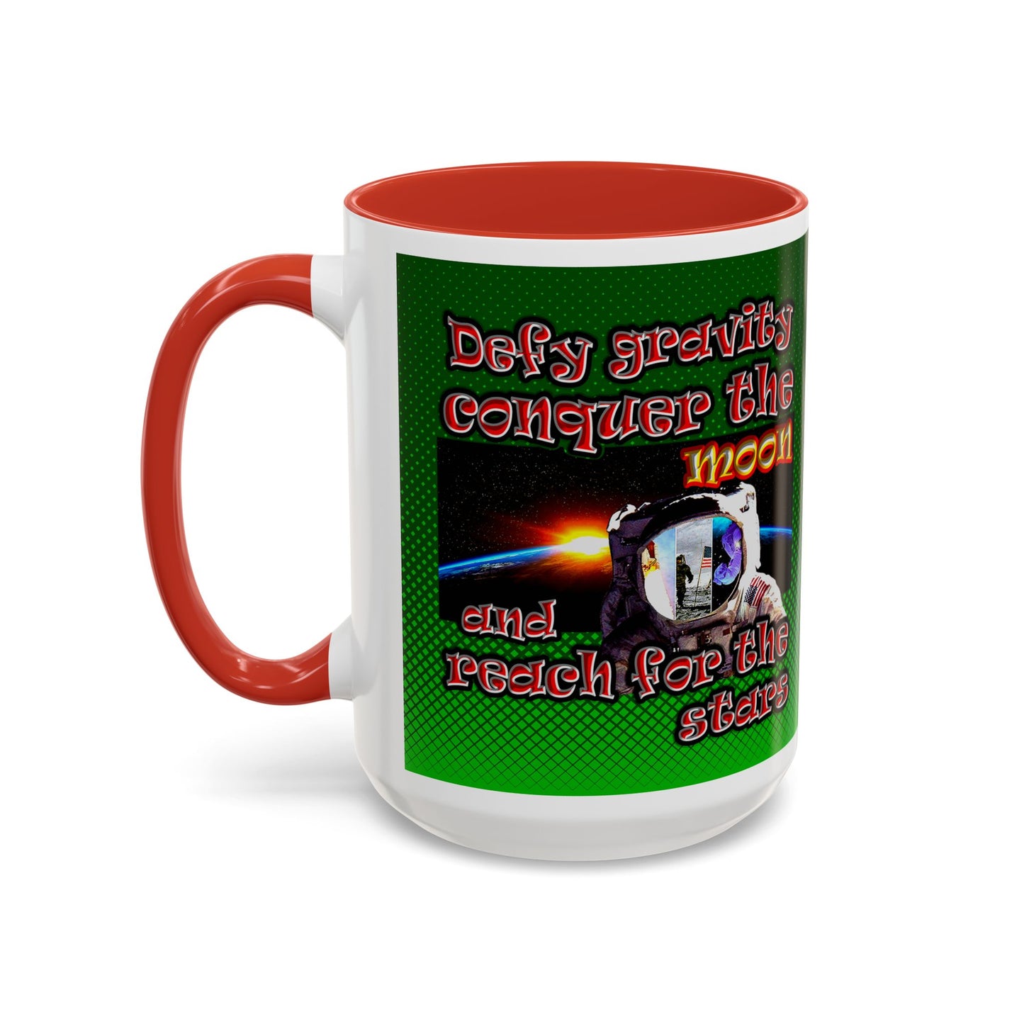 defy conquer reach - Accent Mug (logo green)
