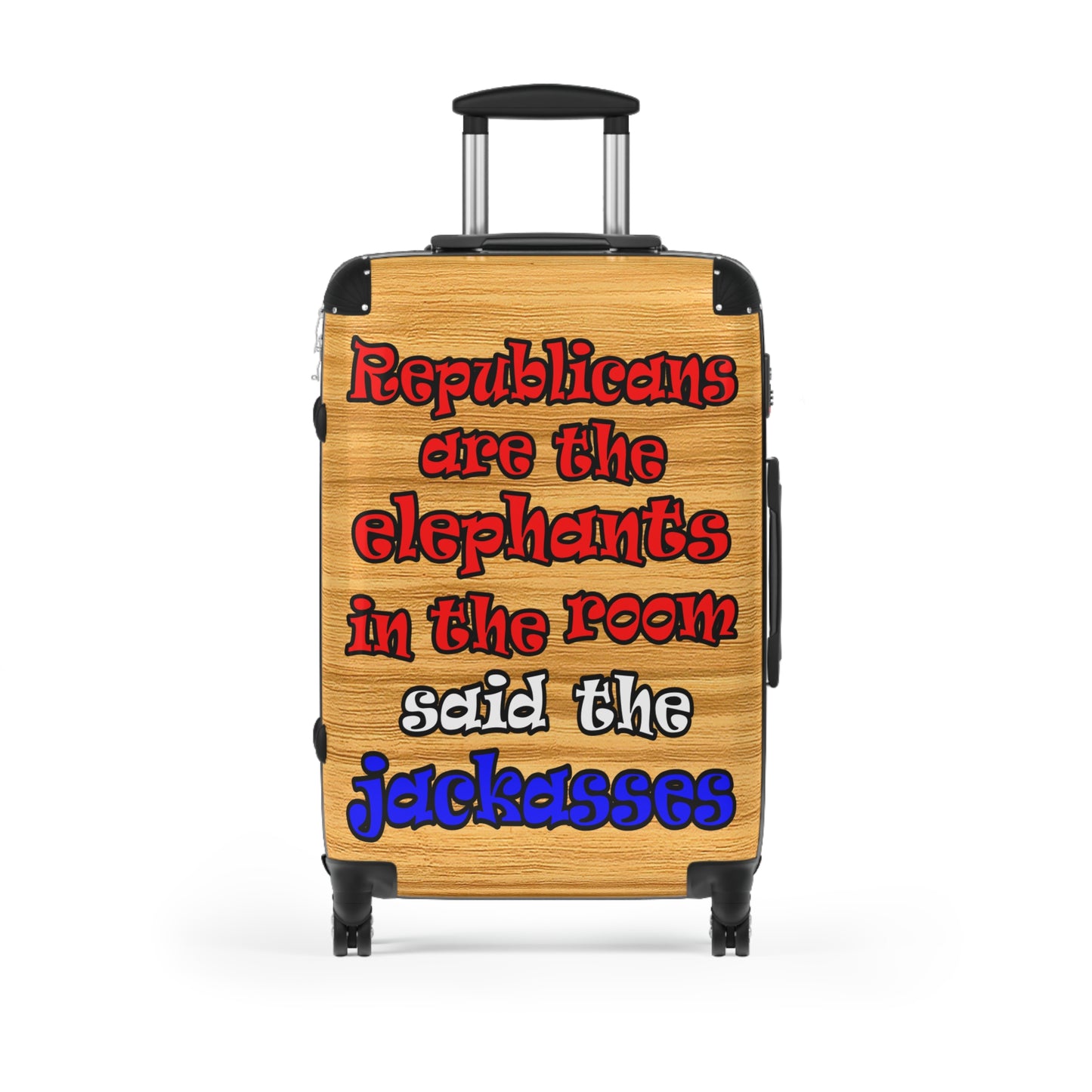 donkeys and elephants - Suitcase (butterscotch wood finish)