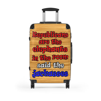 donkeys and elephants - Suitcase (butterscotch wood finish)