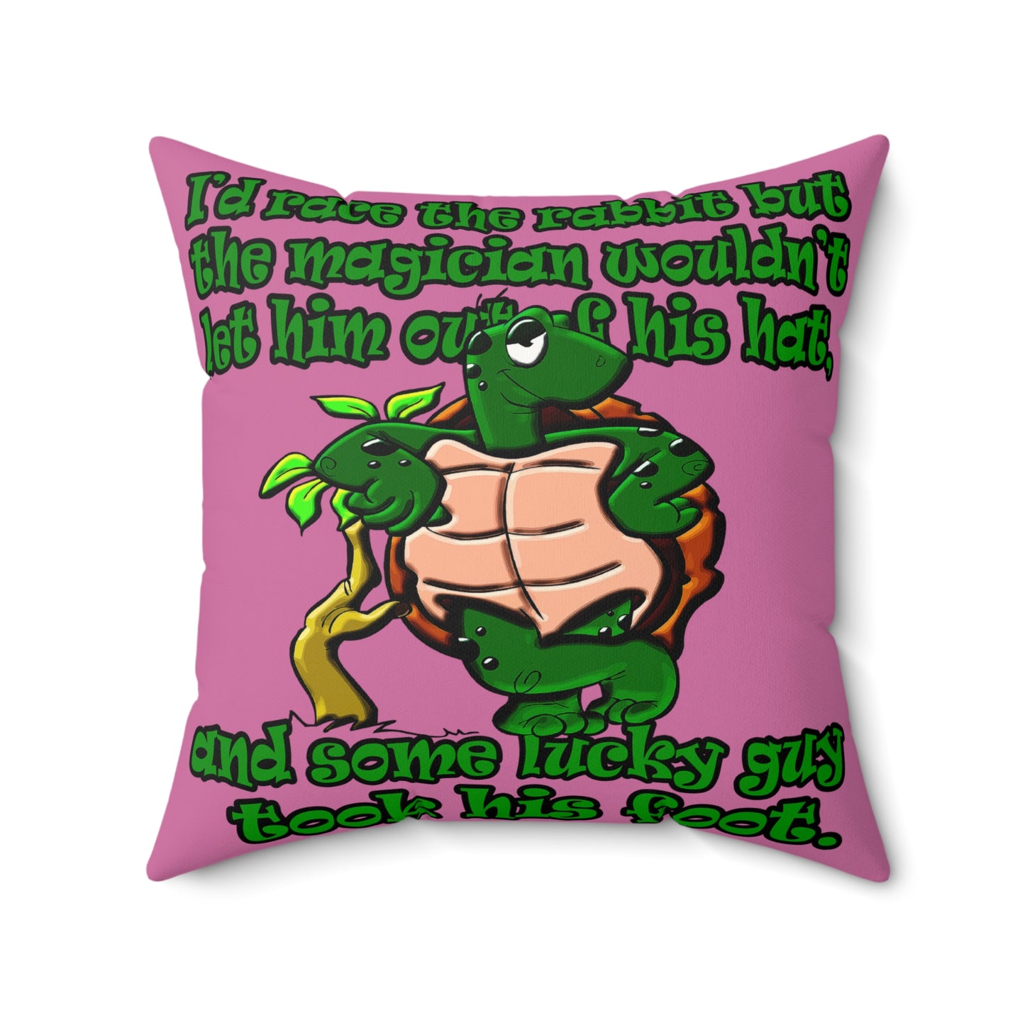 turtle race - Faux Suede Square Pillow - (light pink)