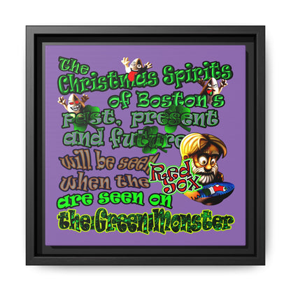 christmas spirits of boston - framed canvas art (light purple)