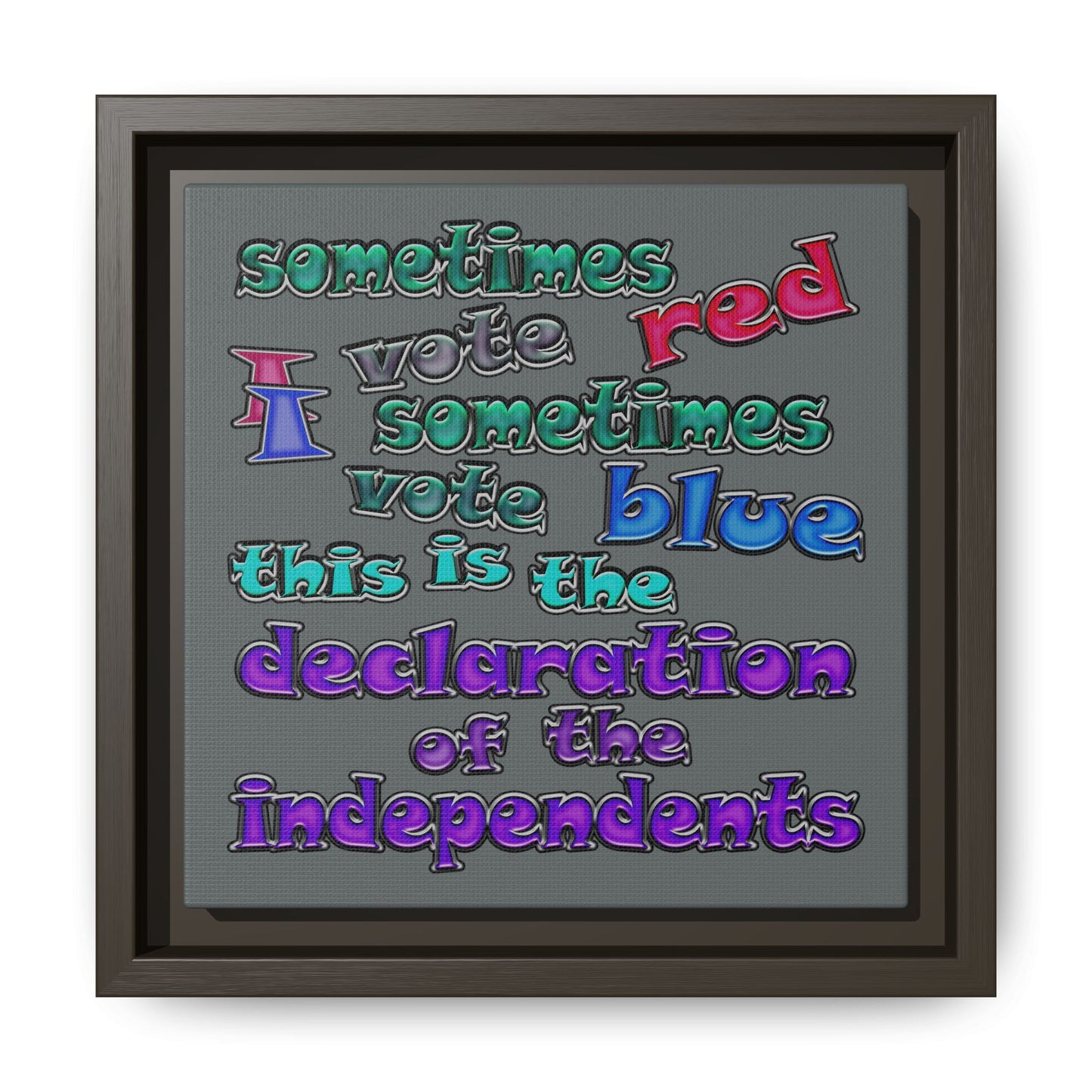 declaration of the independents - framed canvas art (dark grey)