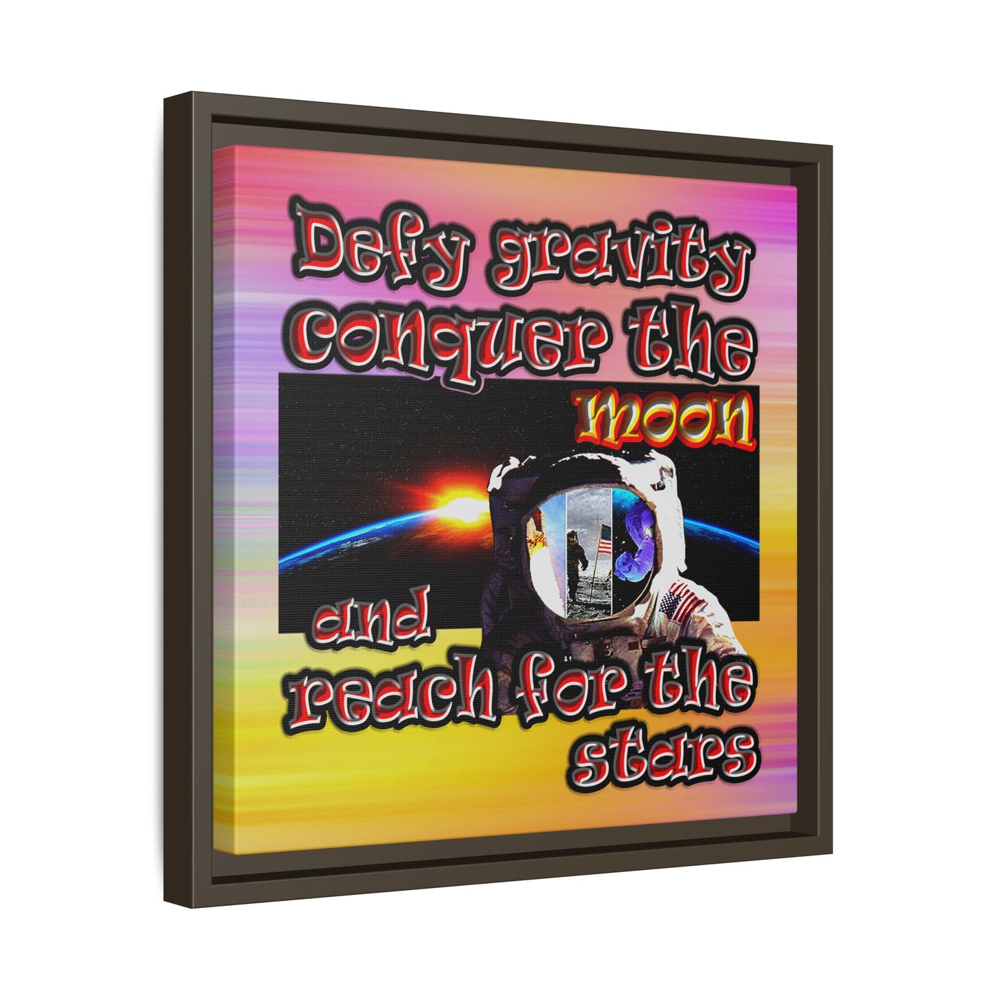 defy conquer reach - framed canvas art (color blur)