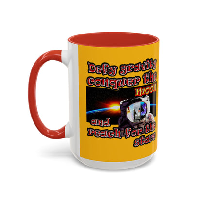 defy conquer reach - Accent Mug (yellow)