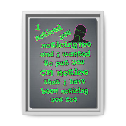 noticed you noticing - framed canvas art (grey-light grey)