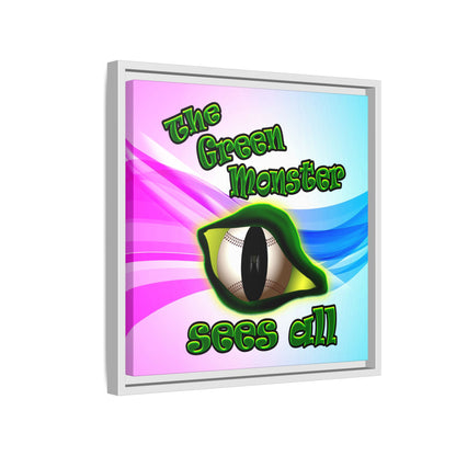 green monster - framed canvas art (light blue-pink wave)