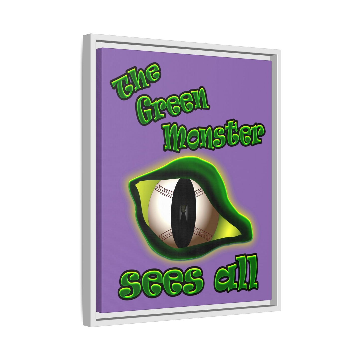 green monster - framed canvas art (light purple)