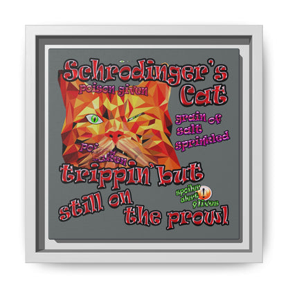 schrodinger's cat - framed canvas art (dark grey)