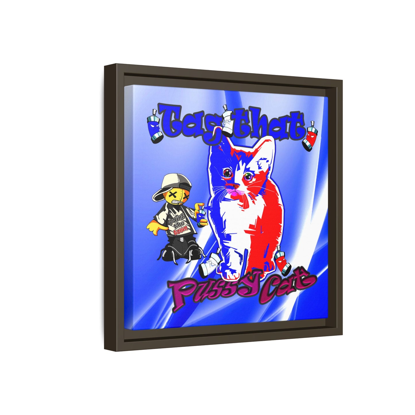 tag that - framed canvas art (blue-white wave)