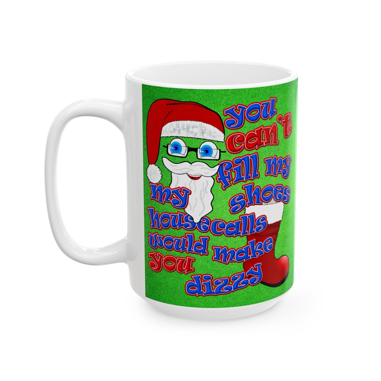 santa's shoes - White Mug (green turf)