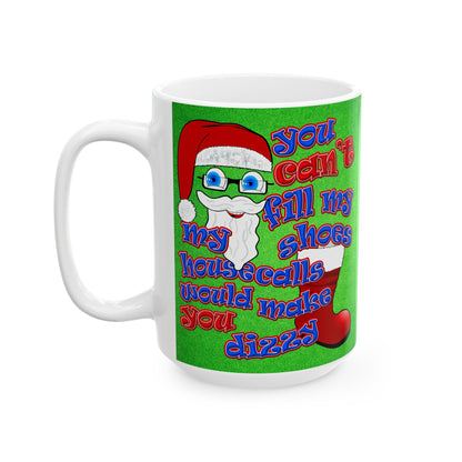 santa's shoes - White Mug (green turf)