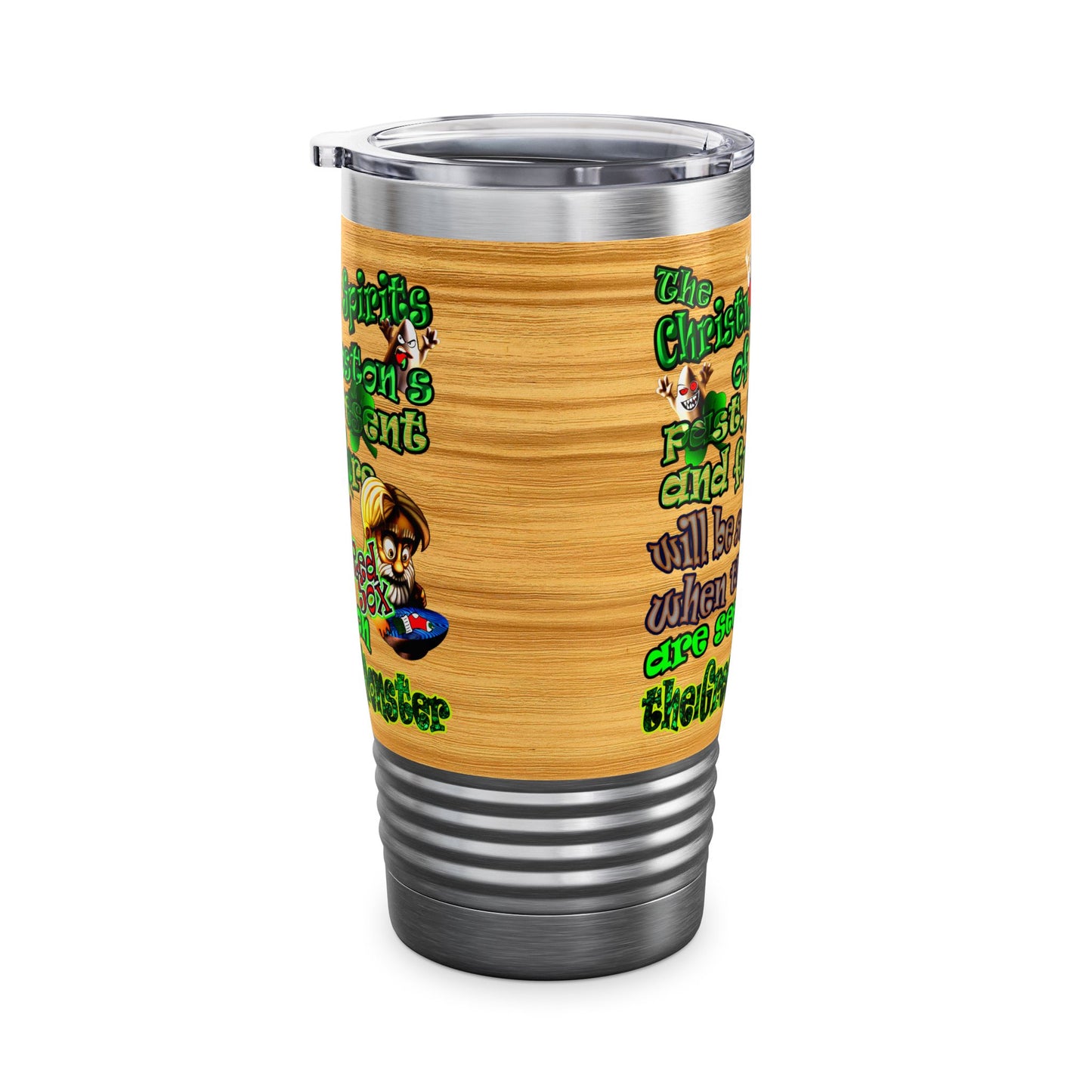 christmas spirits of boston - Ringneck Tumbler, 20oz (butterscotch wood finish)