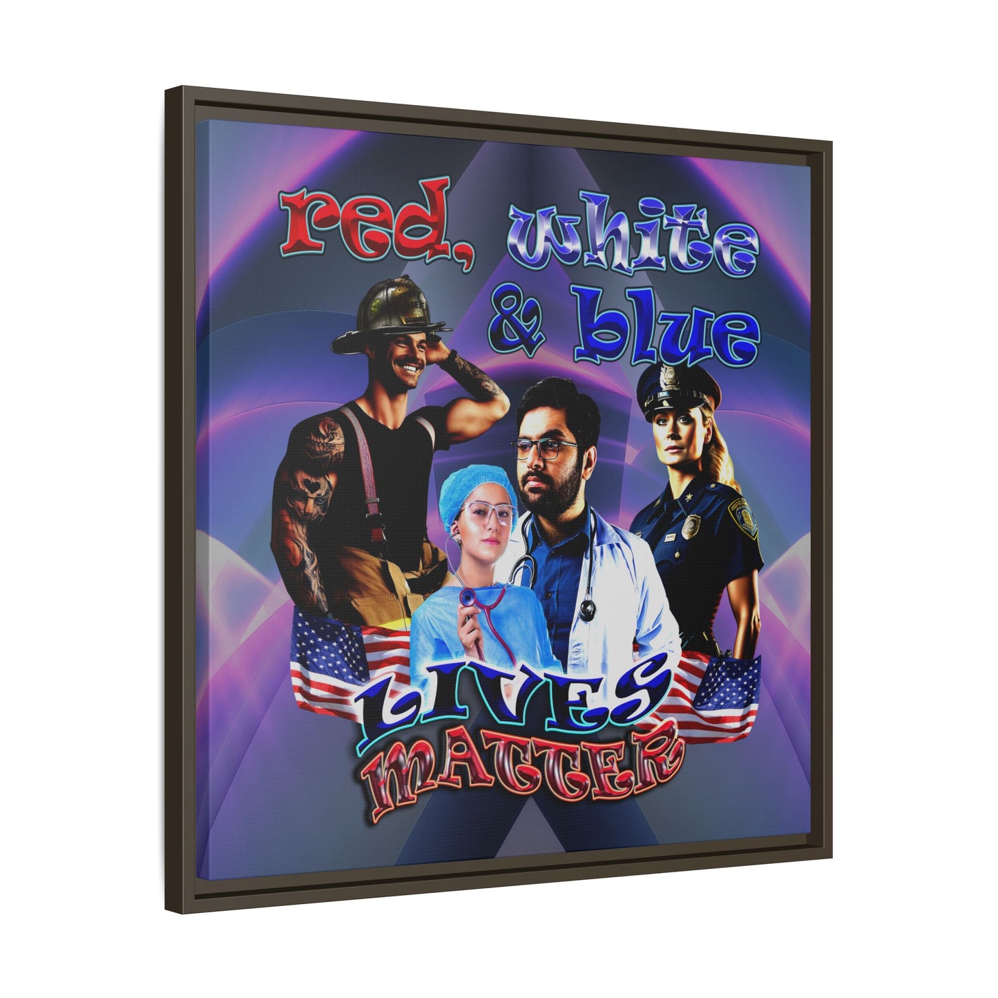 rw&b lives matter - framed canvas art (grey-pink wave)