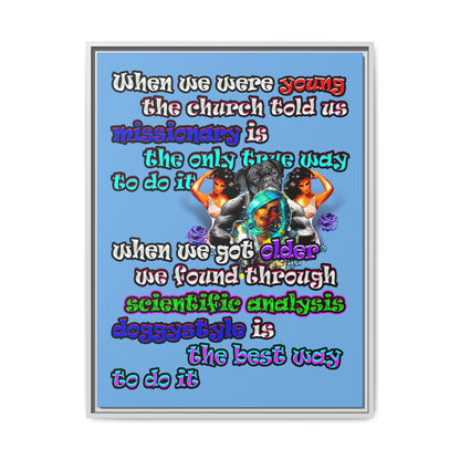doggystyle - framed canvas art (light blue)
