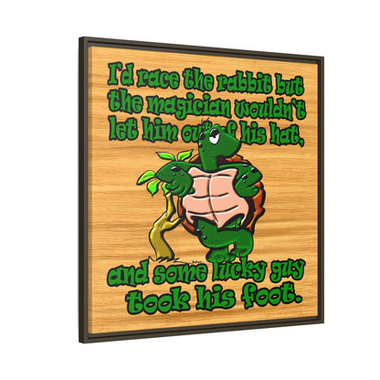 turtle race - framed canvas art (butterscotch wood finish)