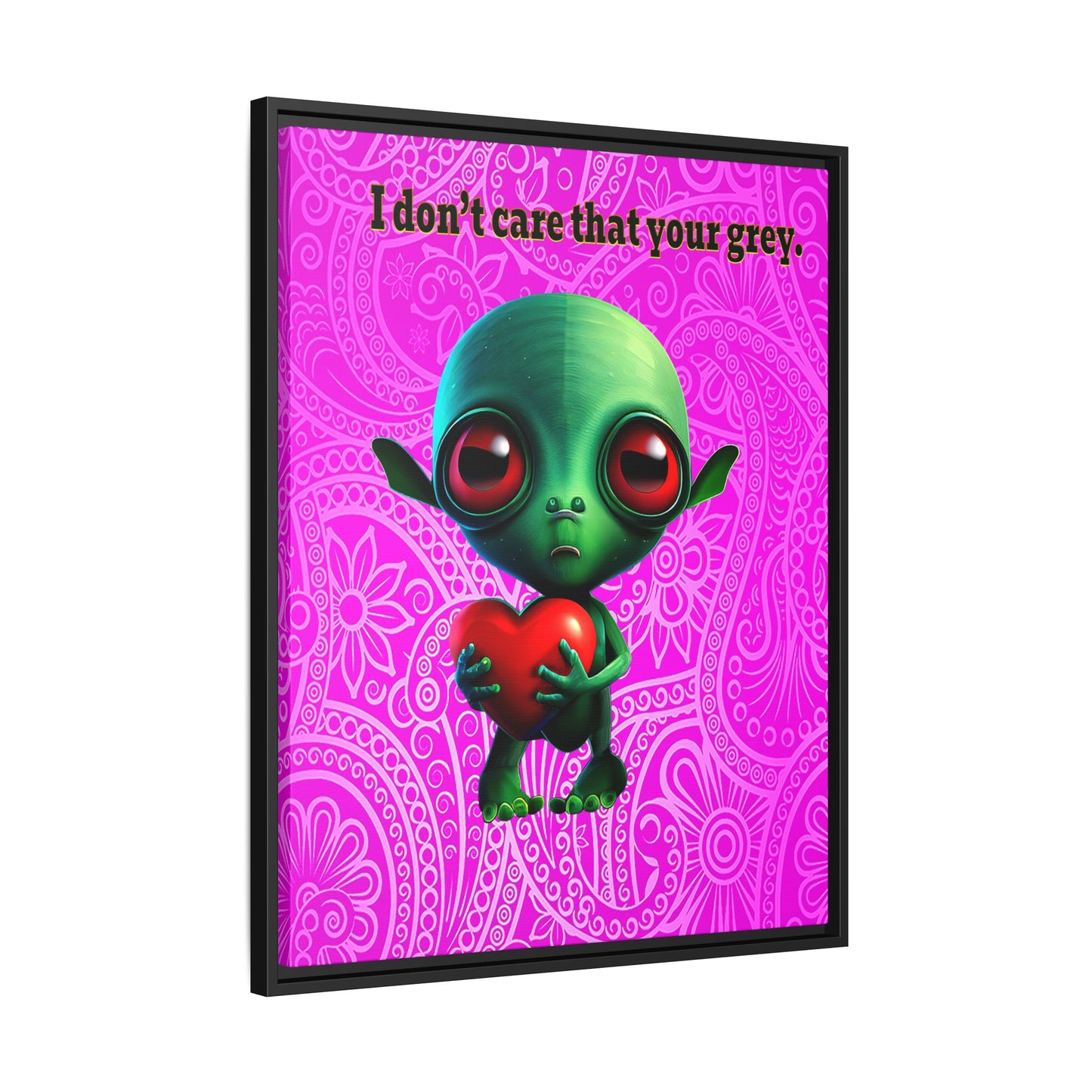 I don't care that your grey - framed canvas art (pink swirl)