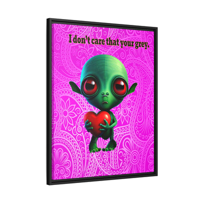 I don't care that your grey - framed canvas art (pink swirl)