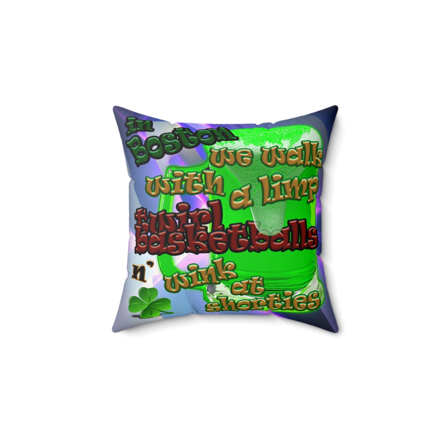 celtics logo - Spun Polyester Square Pillow - (grey-pink wave)