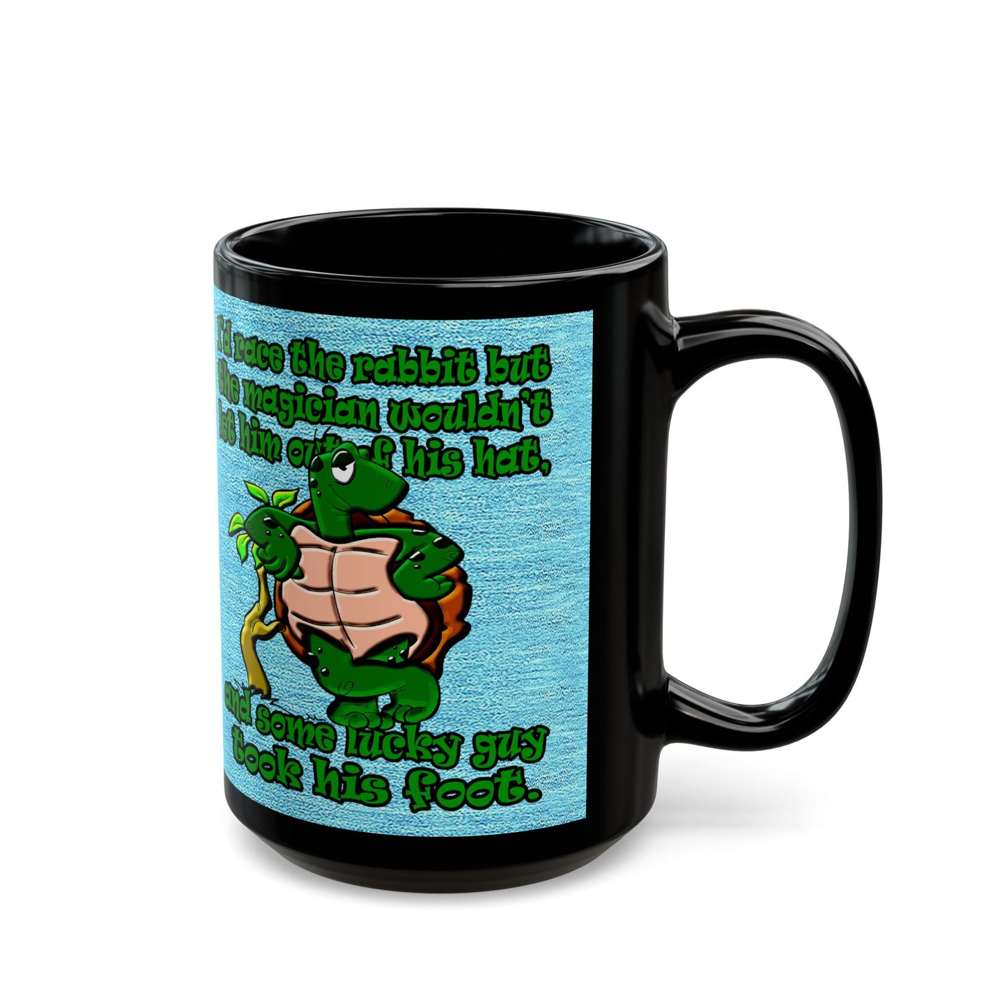 turtle race - Black Mug (faded dark blue)