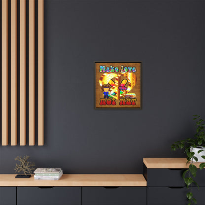 love peace - framed canvas art (brown papyrus)