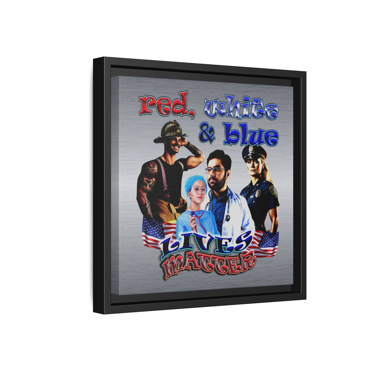 rw&b lives matter - framed canvas art (brushed nickel)